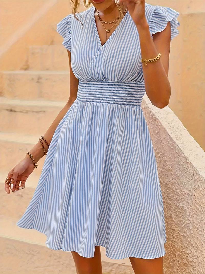LP | Striped dress with ruffles