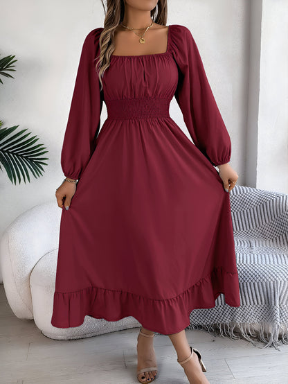 Mc | Elegant high-waisted bridesmaid dress with ruffles