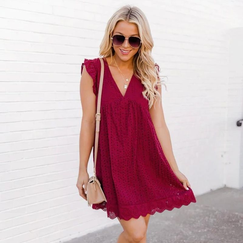 Casual short summer dress with butterfly sleeves