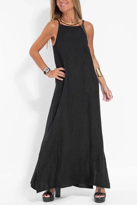 Lightweight long dress with thin straps for a stylish summer look