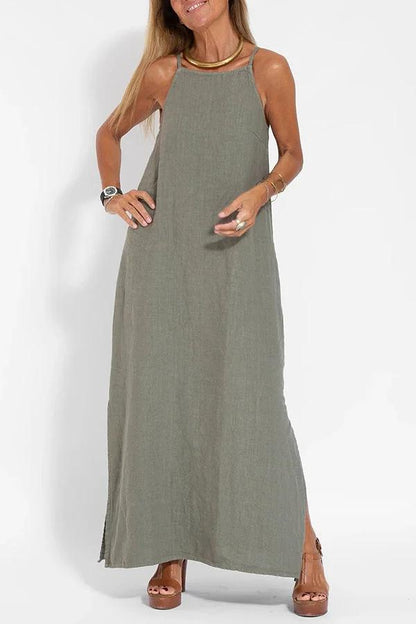 Lightweight long dress with thin straps for a stylish summer look