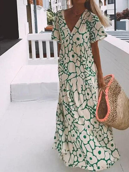 Audrey Short Sleeve Maxi Dress with Print