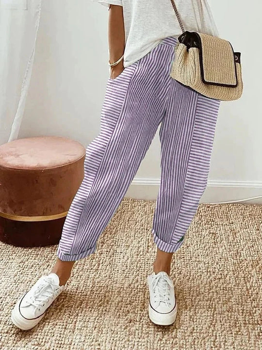 Corinna - Striped cotton pants
