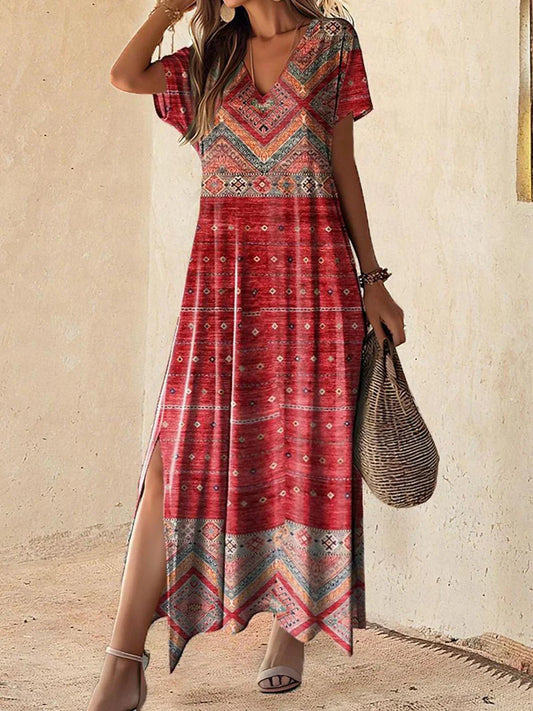 Vintage dress with geometric print