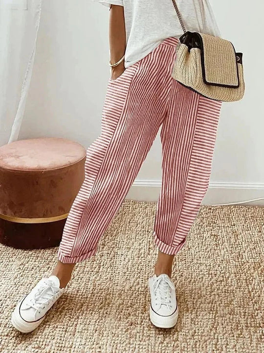 Corinna - Striped cotton pants