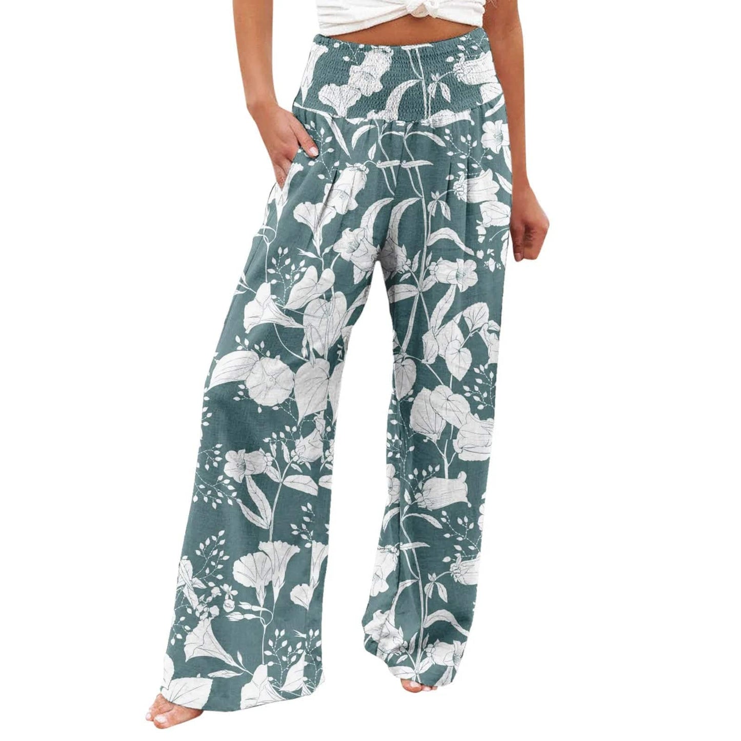 LP | Summer pants with spring floral pattern