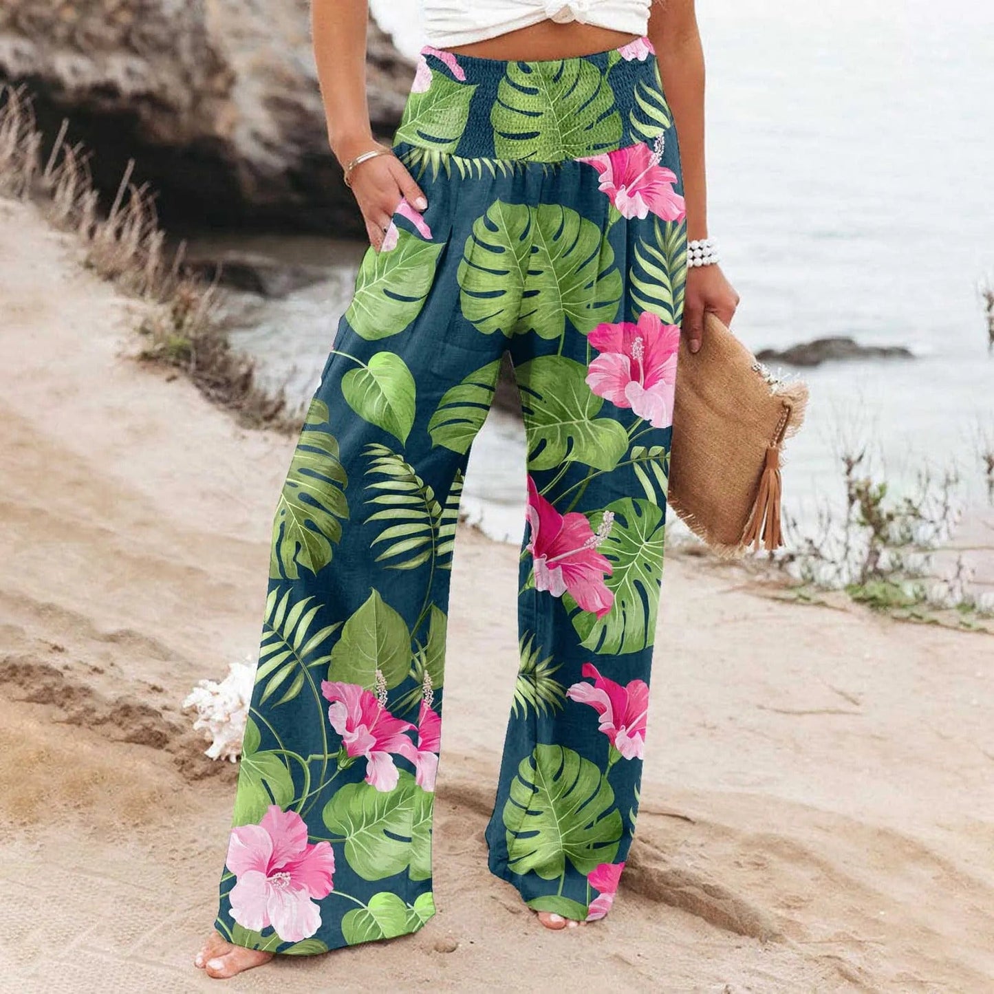 LP | Summer pants with spring floral pattern
