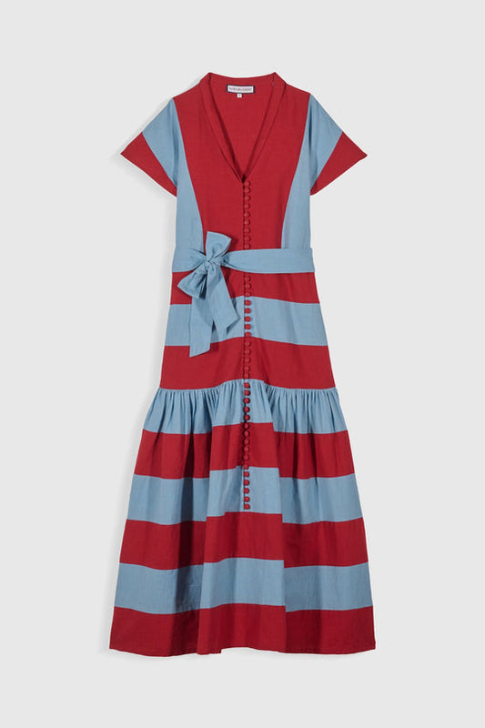 LD Long dress with buttons and bow for a modern, relaxed look