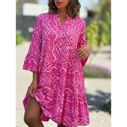 LP | Loose fit dress with v-neck and print