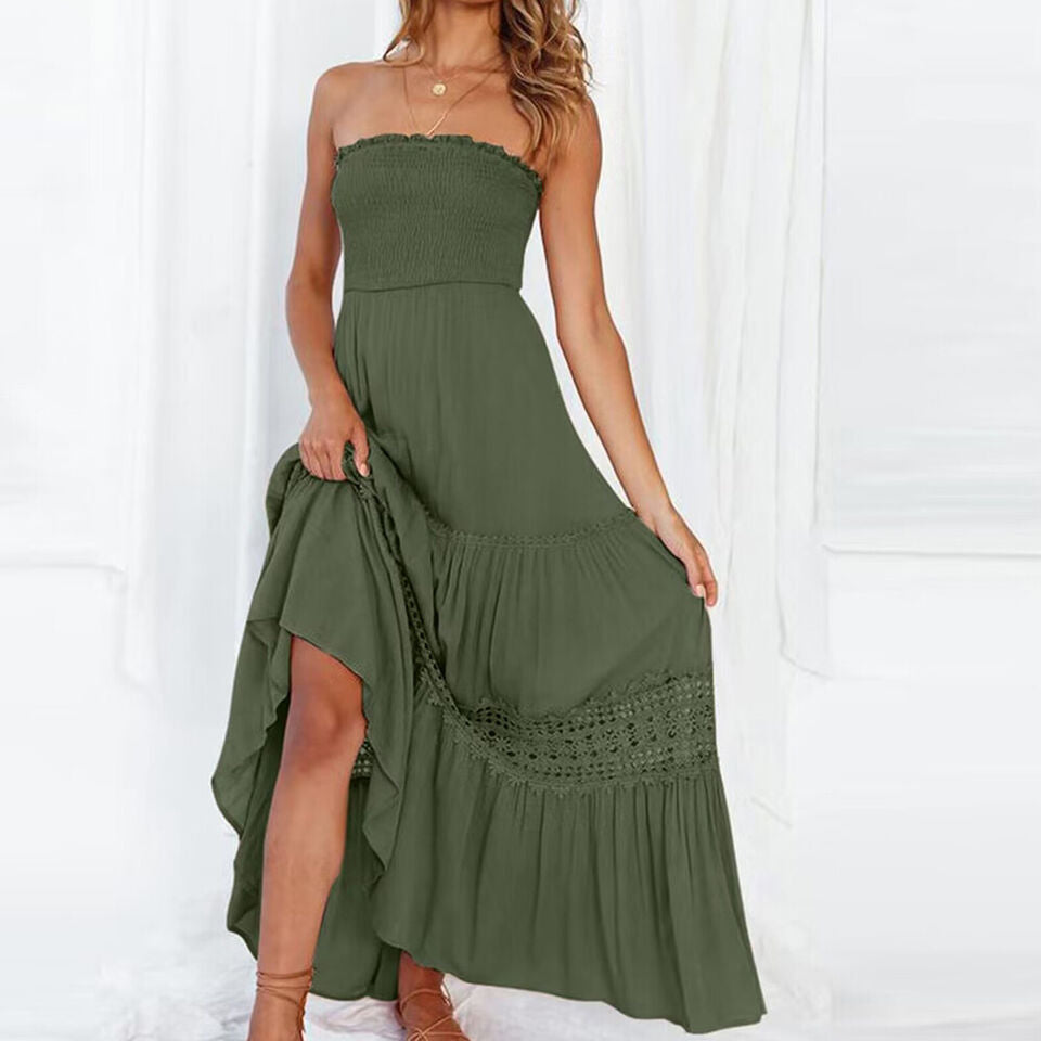 Mc | Off-the-shoulder summer dress with lace trim