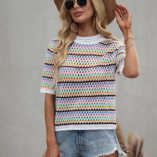 Isabella - Crochet top with colorful stripes