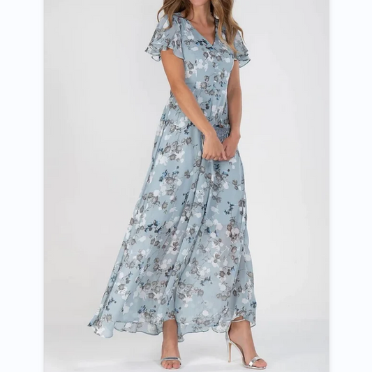 LD | Maxi dress with butterfly sleeves and floral print