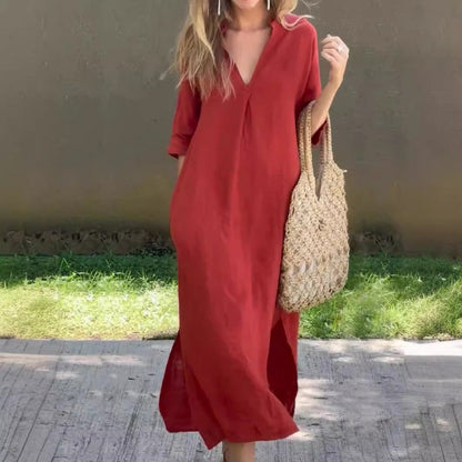 LP | V-neck linen dress with pocket