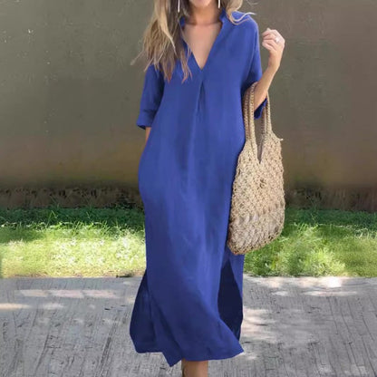 LP | V-neck linen dress with pocket