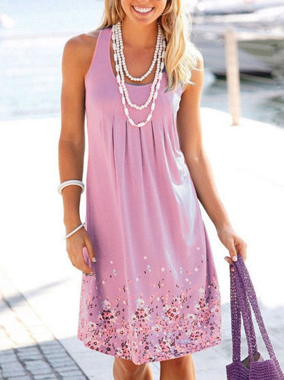 LD Sleeveless loose dress with print