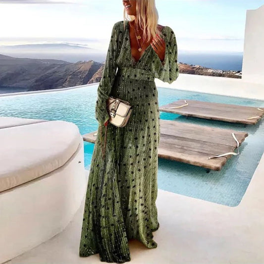 Mc | Elegant long dress with polka dot print