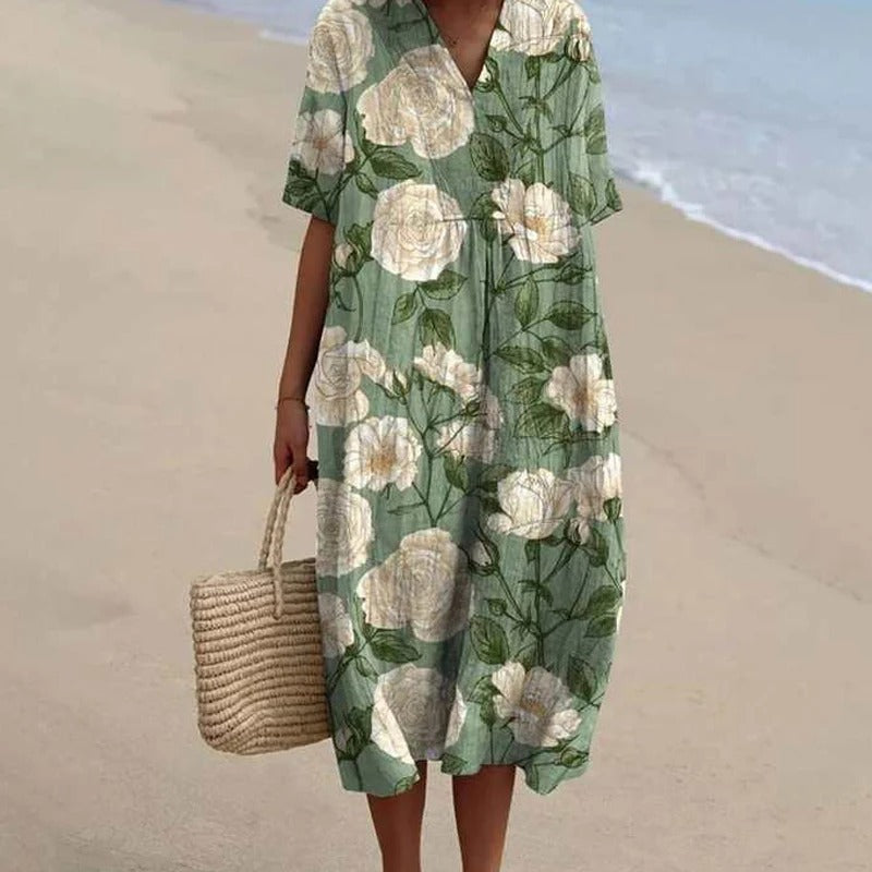 LP | midi dress with v-neck