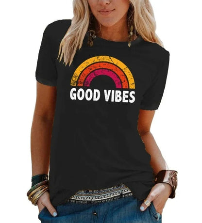 LP | Elegant rainbow retro good vibes t-shirt