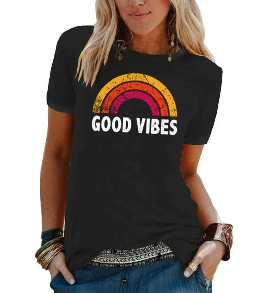 LP | Elegant rainbow retro good vibes t-shirt