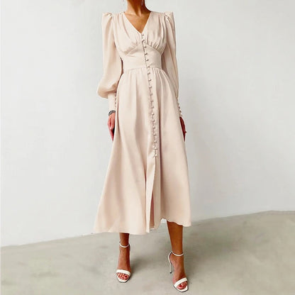 LP | Elegant satin midi dress with slit