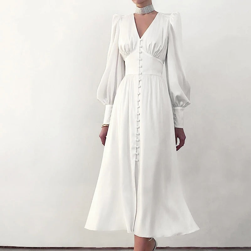 LP | Elegant satin midi dress with slit