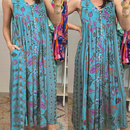 LP | sleeveless jumpsuit with vintage print