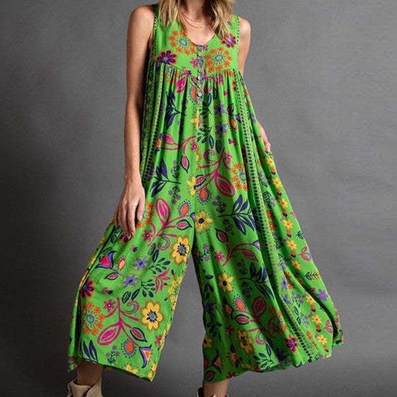 LP | sleeveless jumpsuit with vintage print