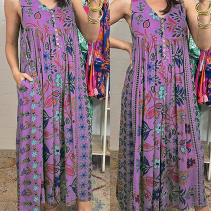 LP | sleeveless jumpsuit with vintage print