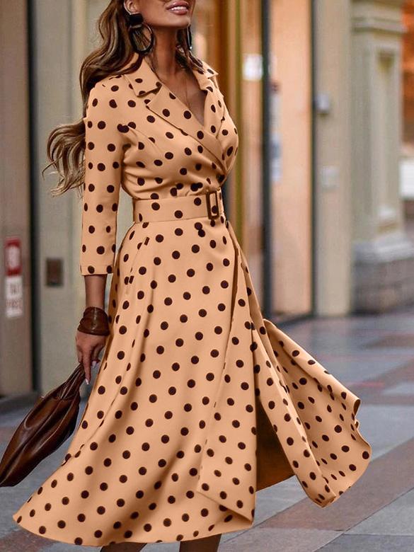 LP | Long sleeve dress with polka dot temperament