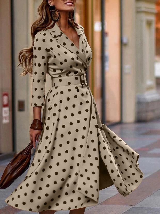 LP | Long sleeve dress with polka dot temperament