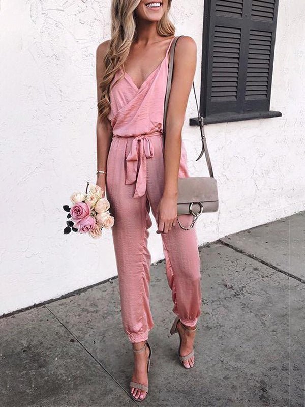 Casual Solid Sling Belt Jumpsuit