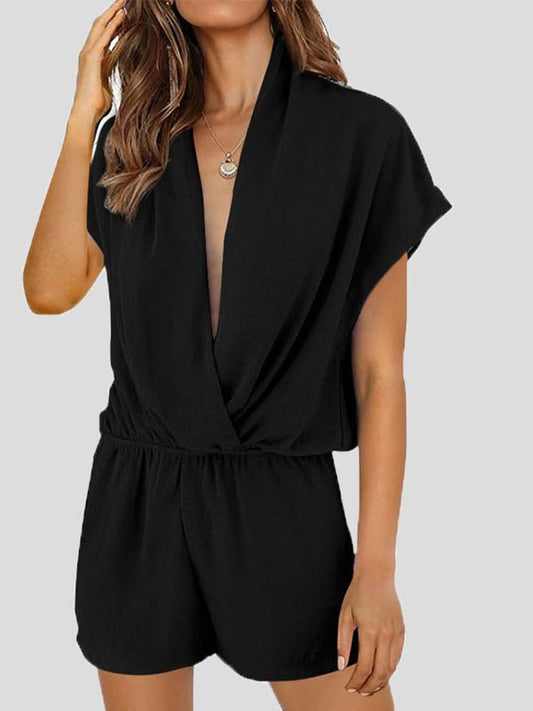 LD Deep V-neck crossover pocket casual jumpsuit