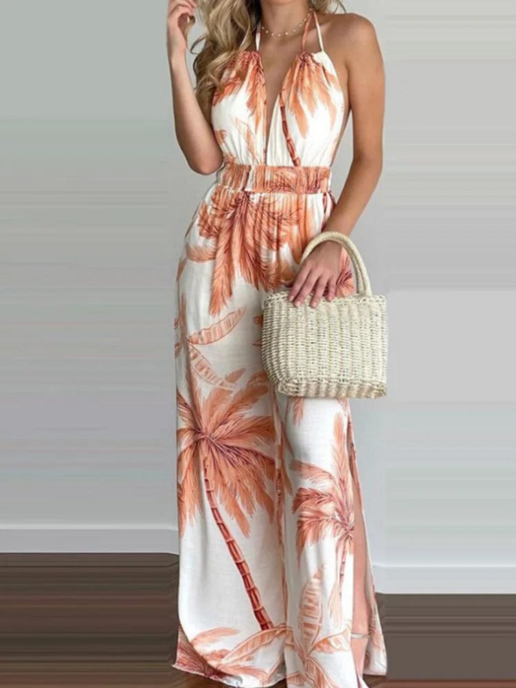 LP | casual summer jumpsuit with uncovered back